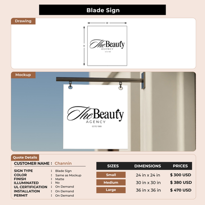 Business signage for Channin