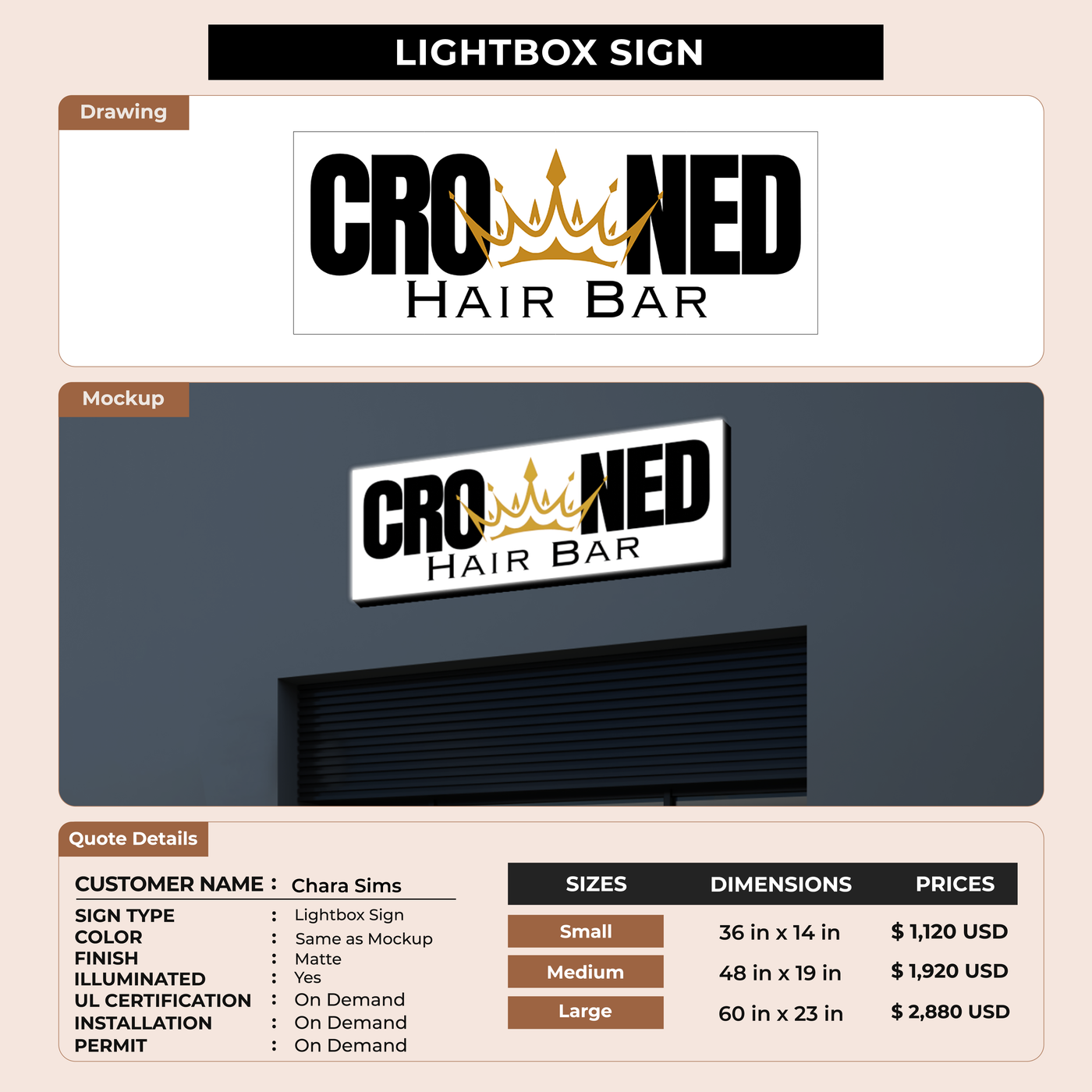 Lightbox Sign for Chara Sims