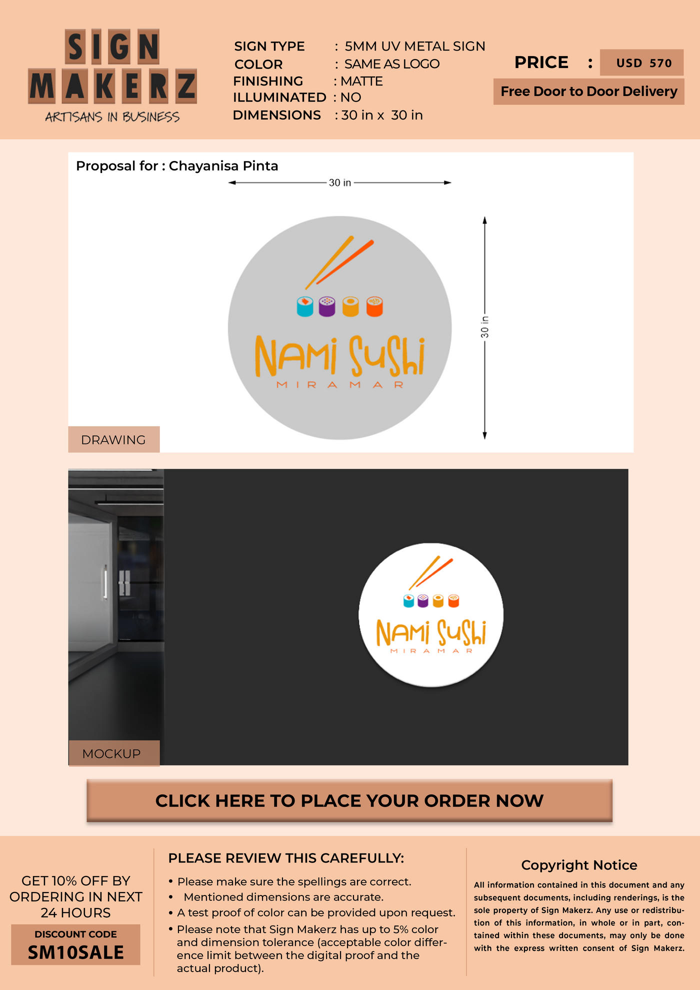 5mm metal sign for Chayanisa Pinta