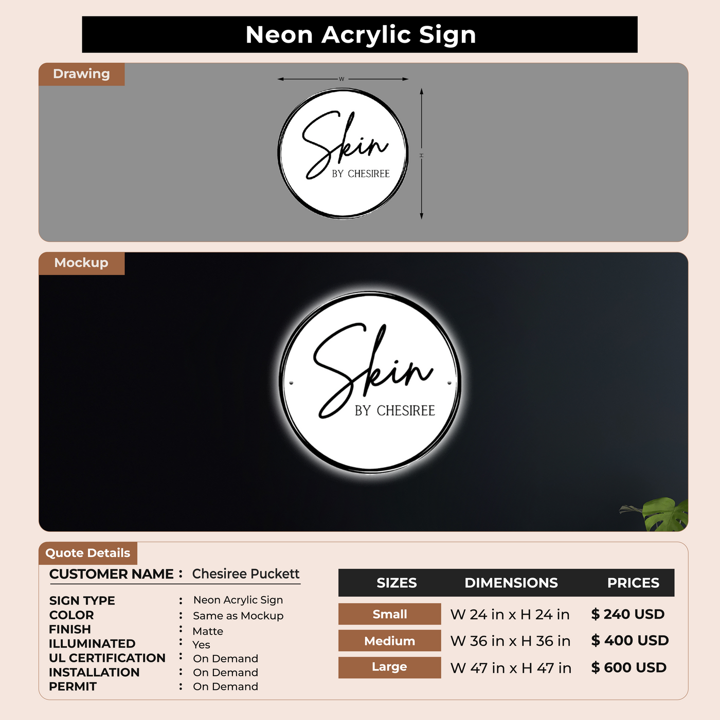Custom Signs For Chesiree Puckett