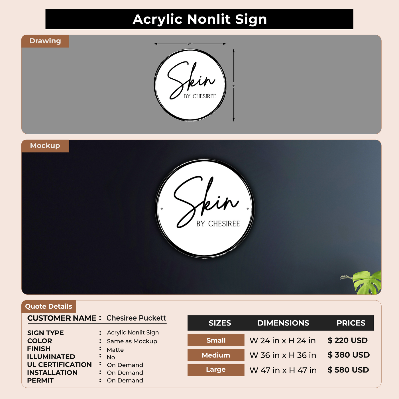 Custom Signs For Chesiree Puckett