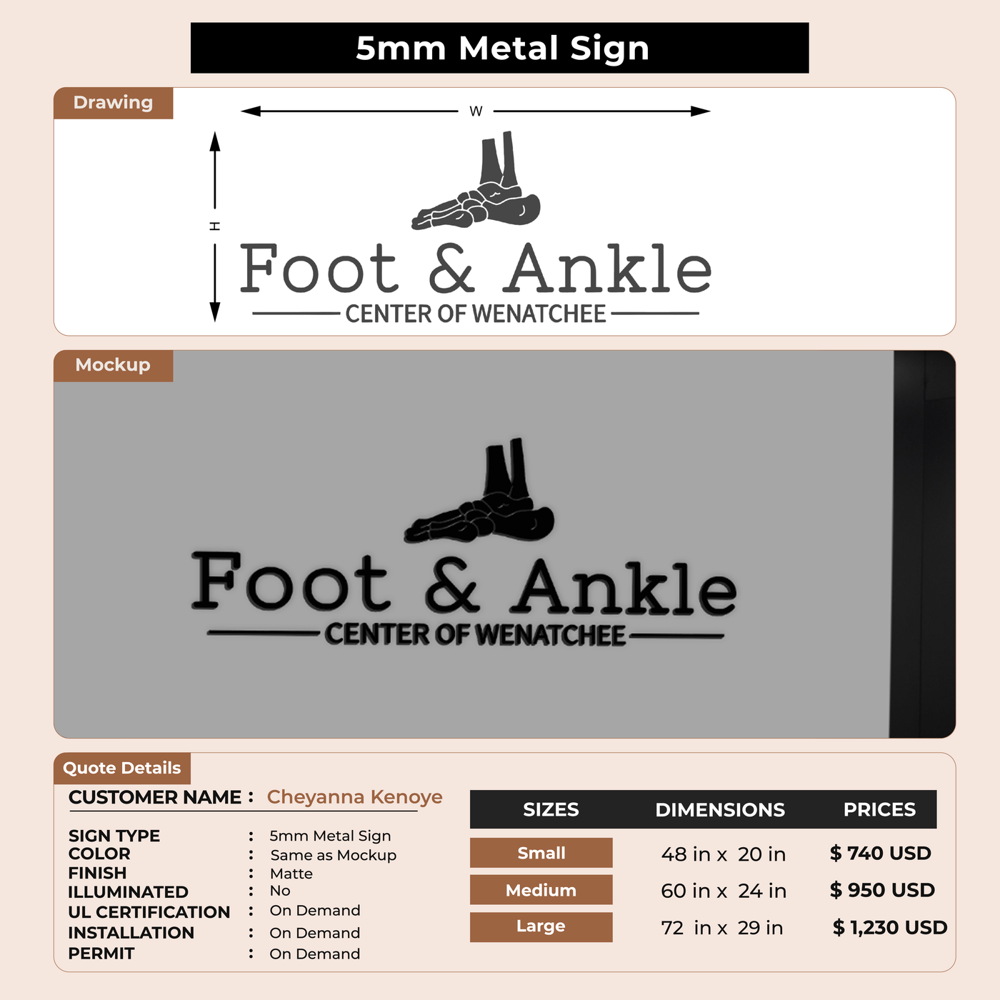 Business signage for Cheyanna Kenoyer