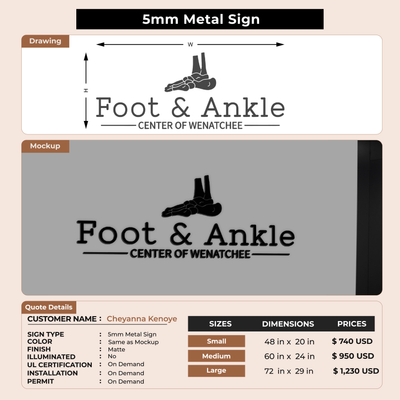 Business signage for Cheyanna Kenoyer