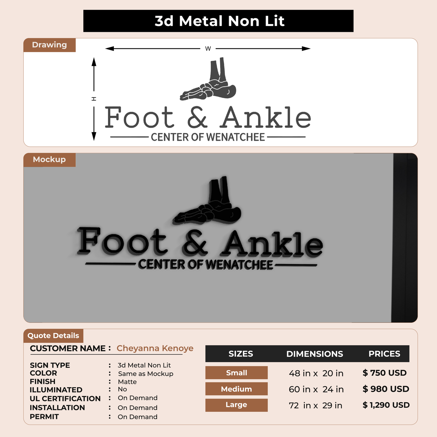 Business signage for Cheyanna Kenoyer