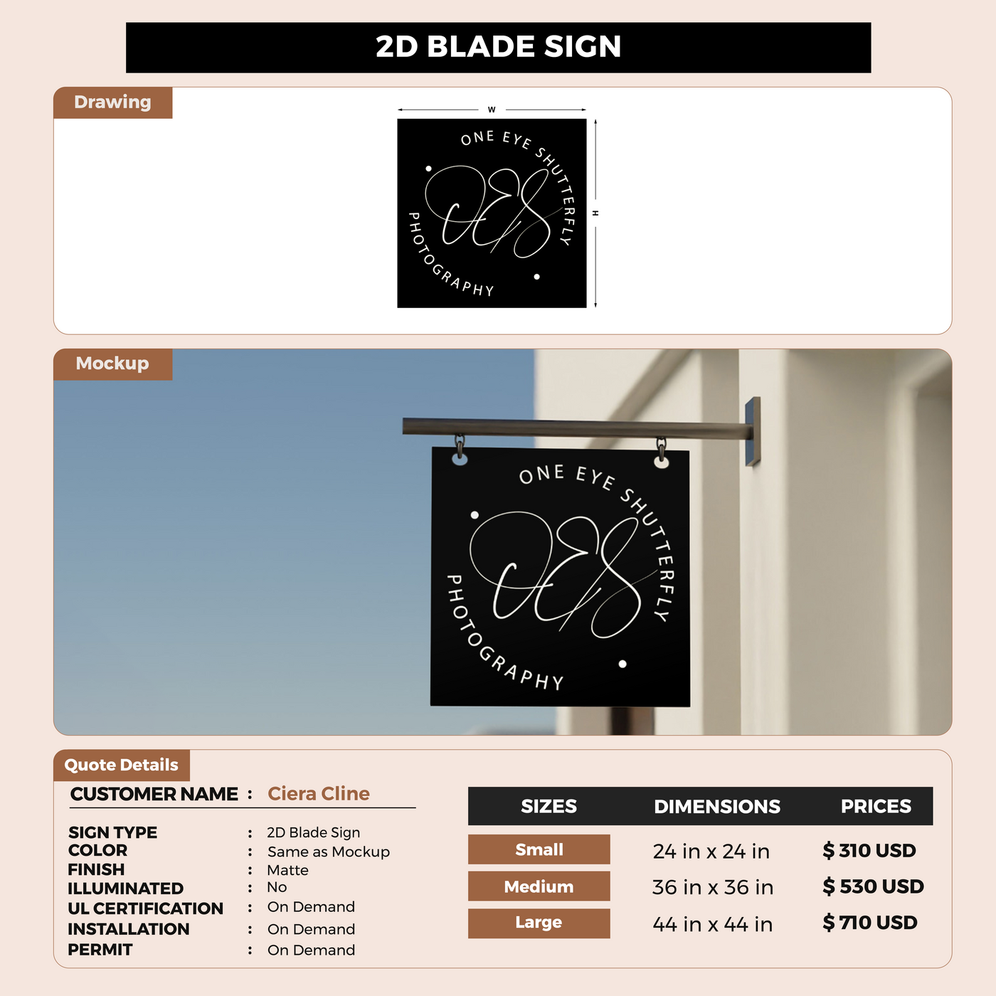 2D Blade Sign for Ciera Cline