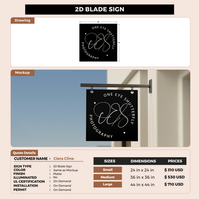 2D Blade Sign for Ciera Cline