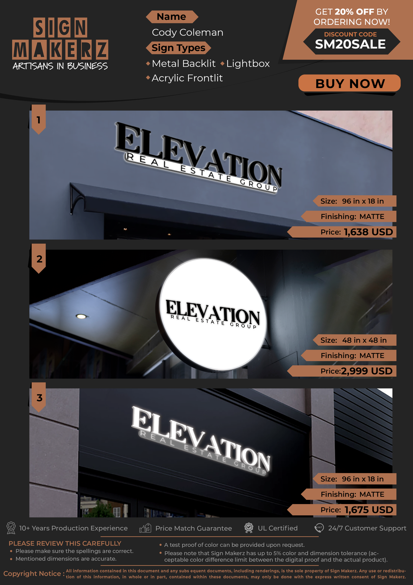 Business Signs for Cody Coleman