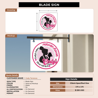 2d blade sign for Cody Terrance