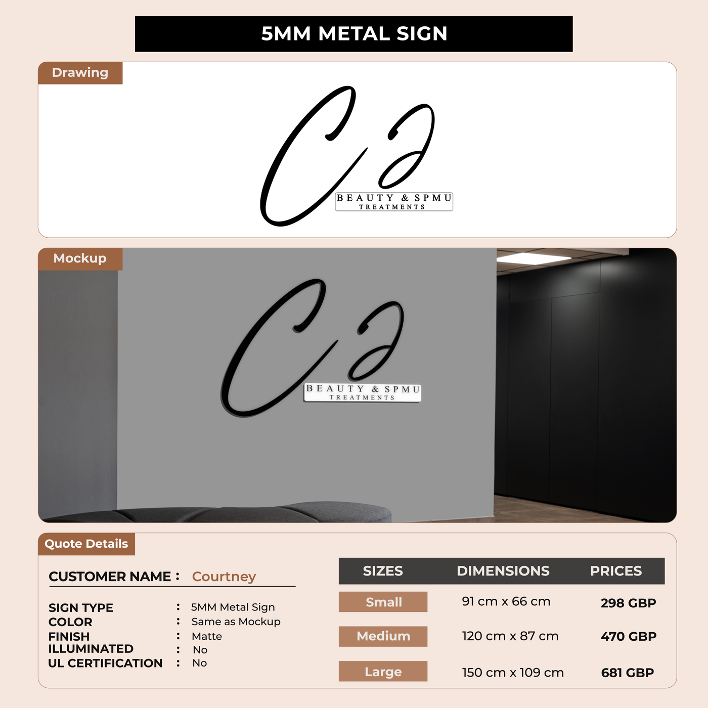 Business signage for Courtney