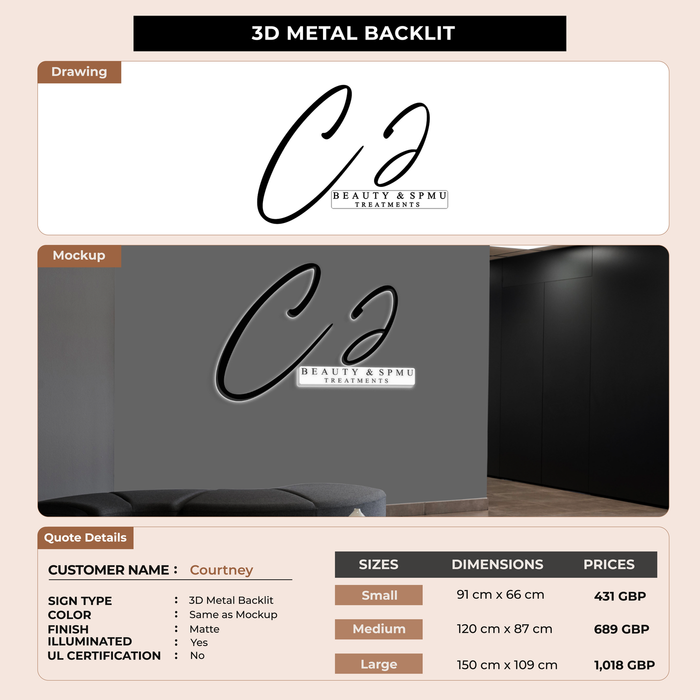 Business signage for Courtney