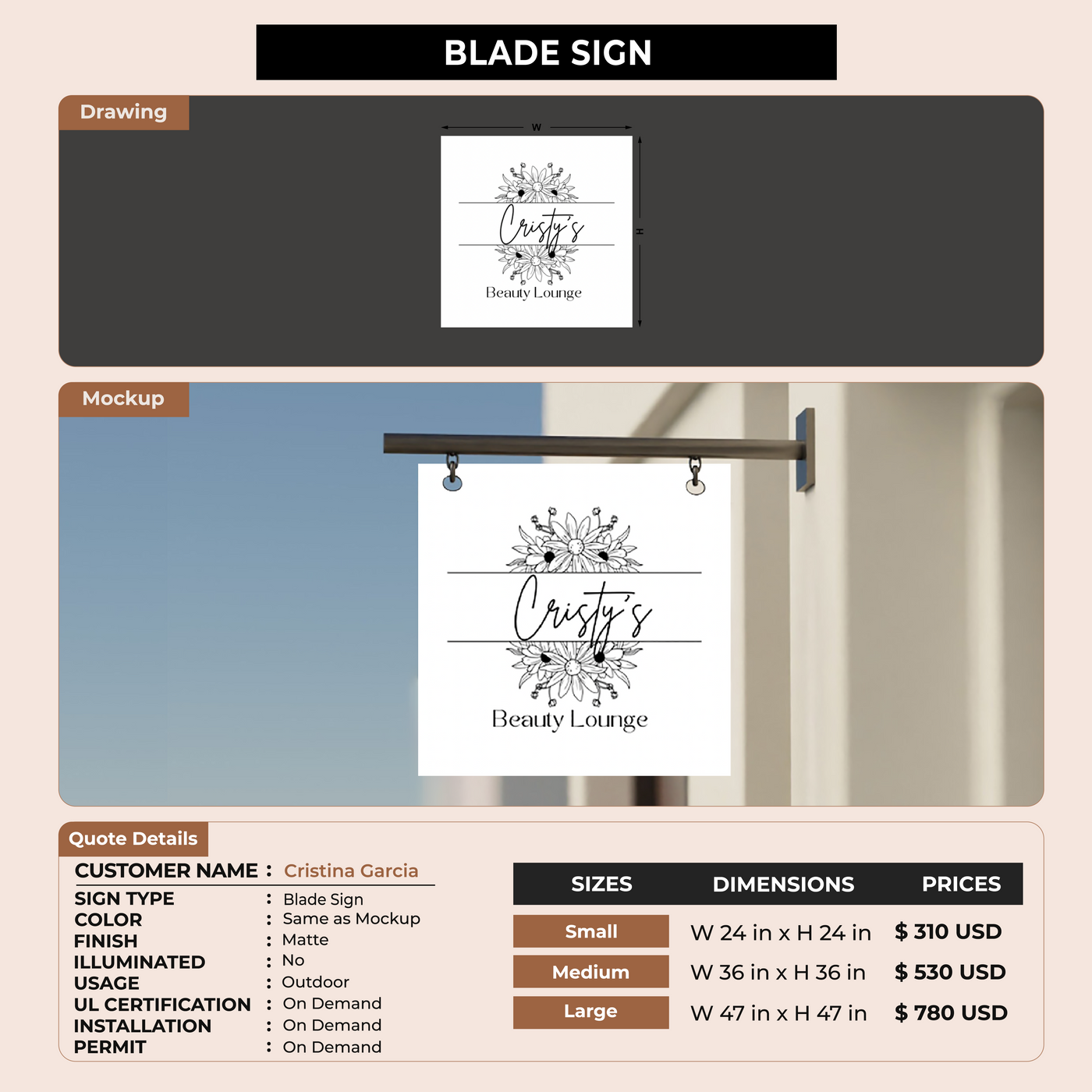 Blade Sign For Cristina Garcia