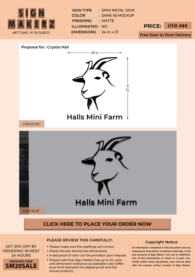 5mm metal sign for Crystal Hall