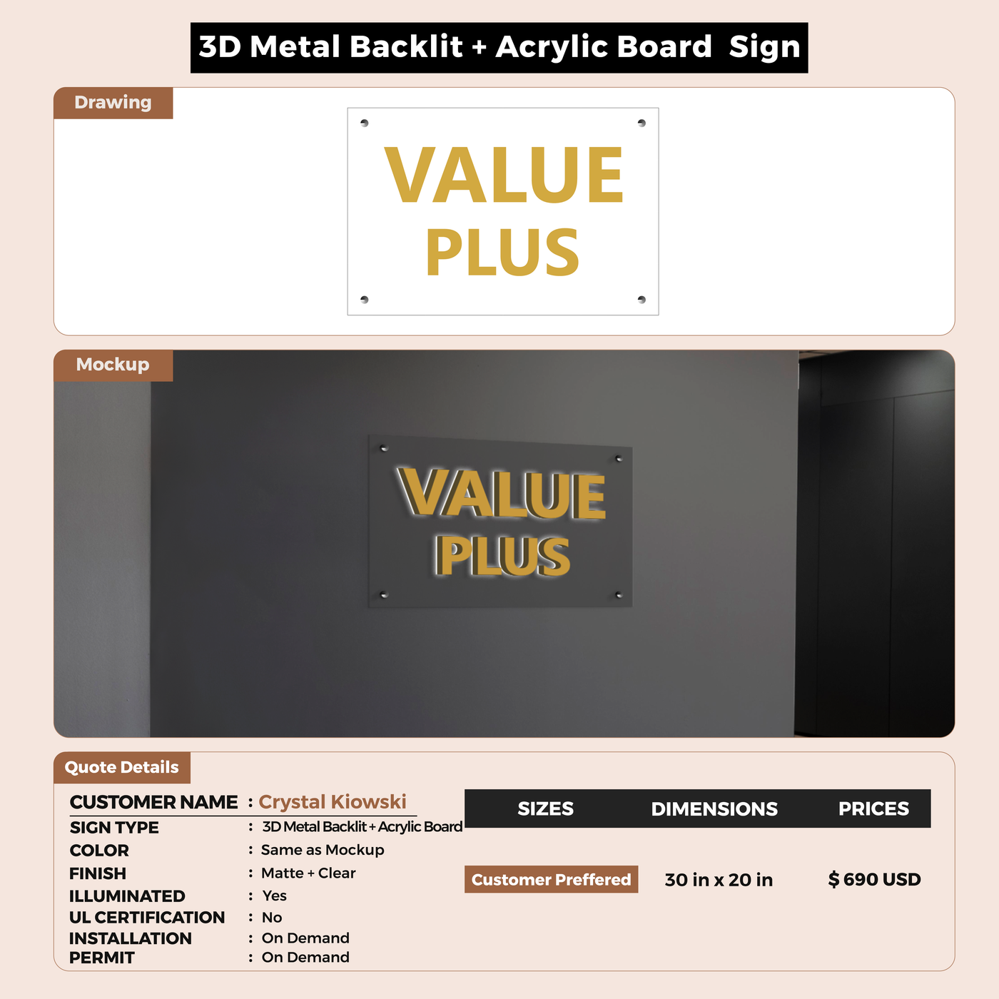 Custom Signs for Crystal Kiowski