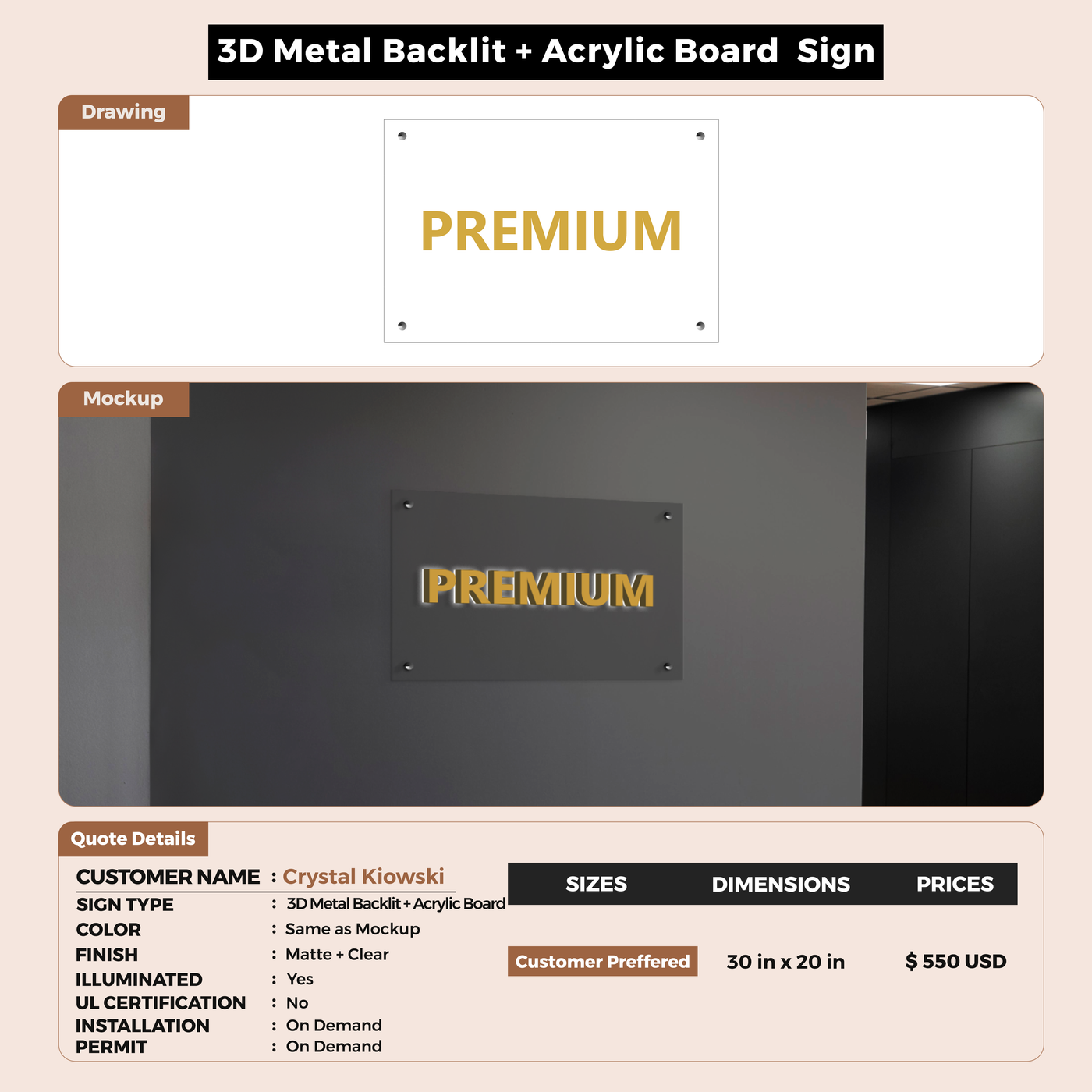 Custom Signs for Crystal Kiowski