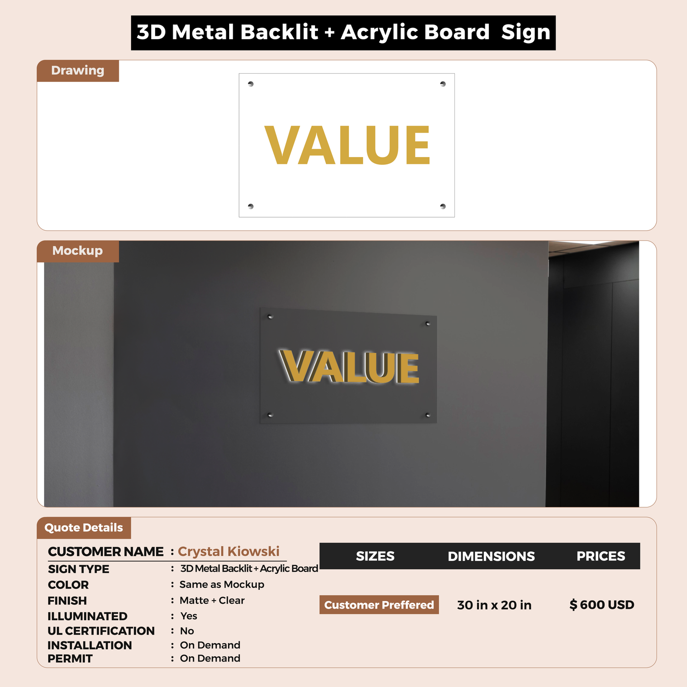 Custom Signs for Crystal Kiowski