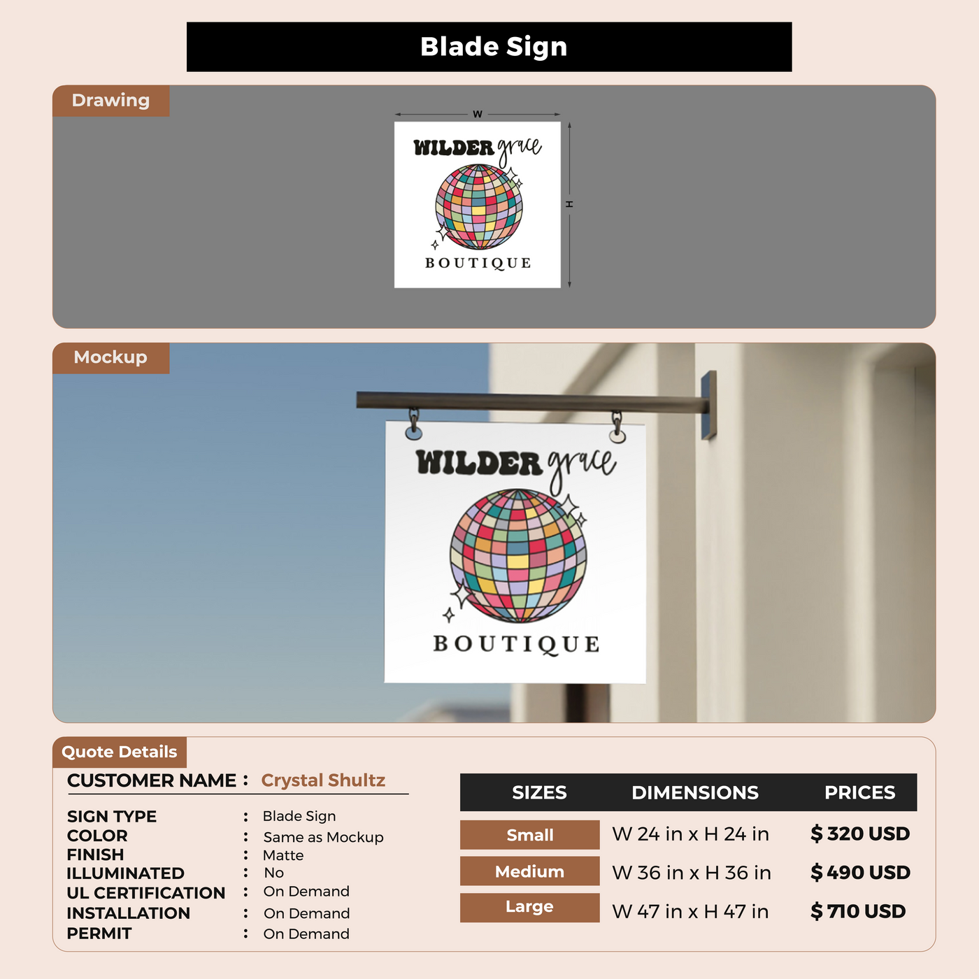 Blade Sign For Crystal Shultz