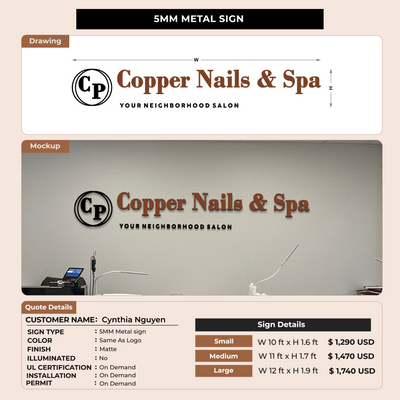 5mm Metal sign for Cynthia Nguyen