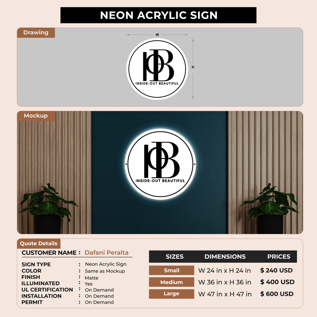 Neon Acrylic Sign for Dafani Peralta