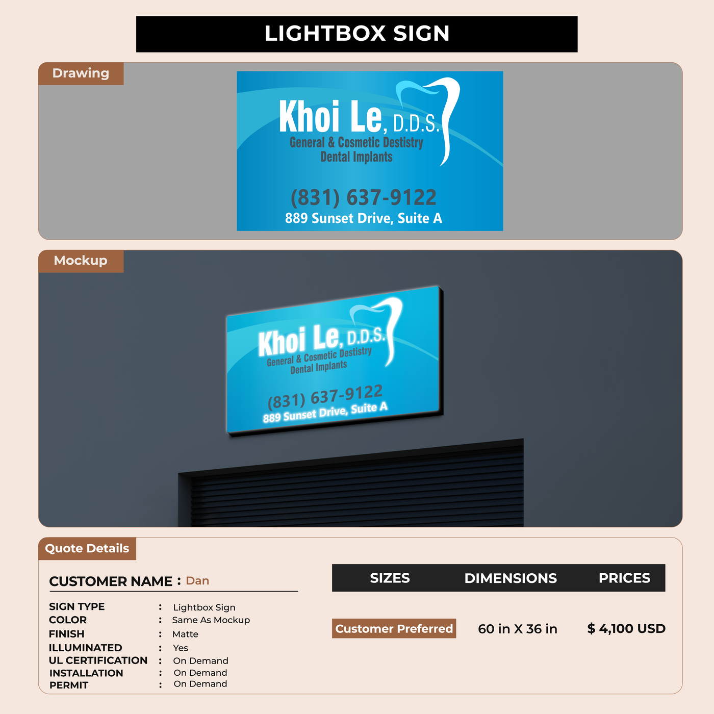 Light Box Sign for Dan