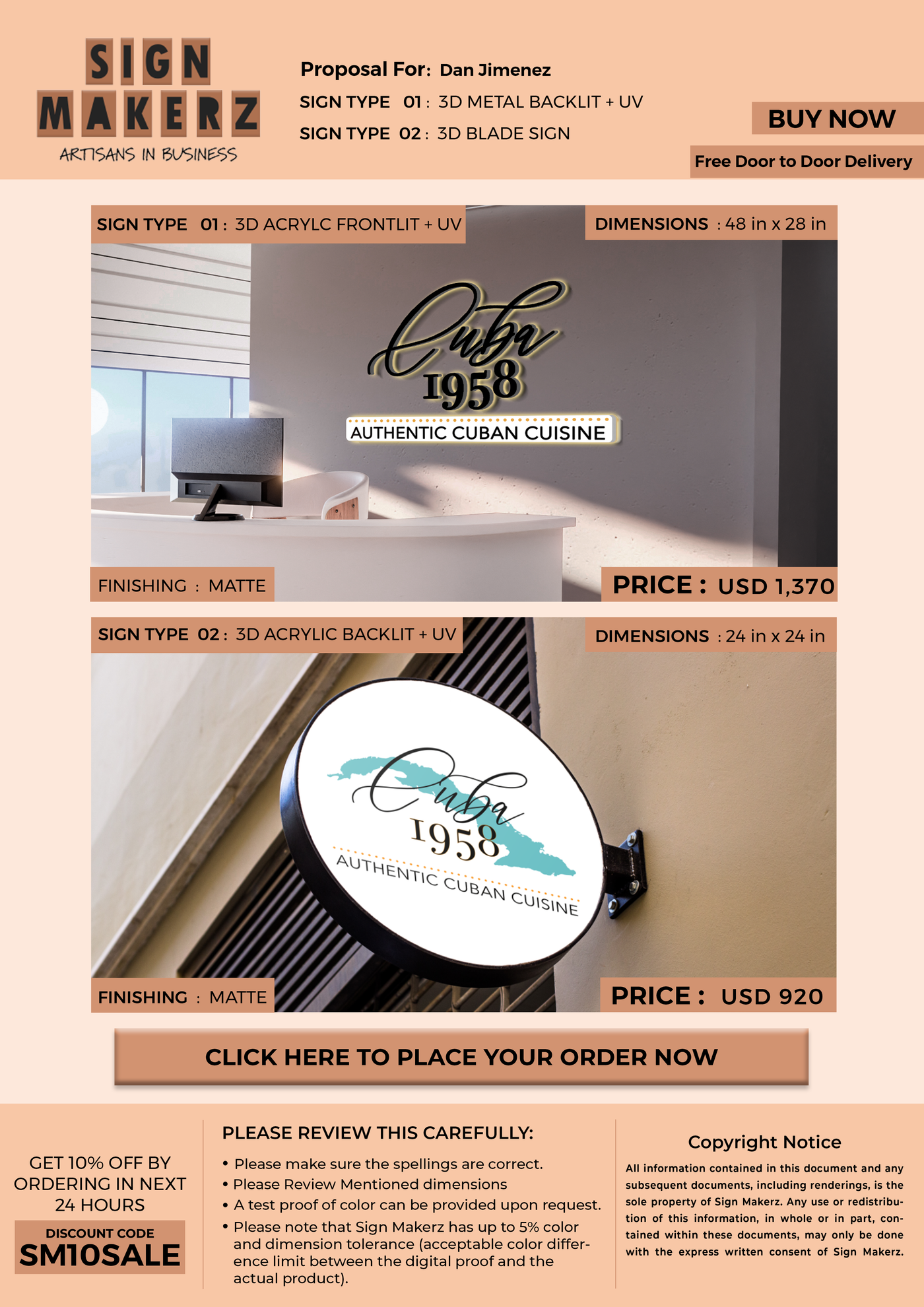 Business signage for Dan Jimenez