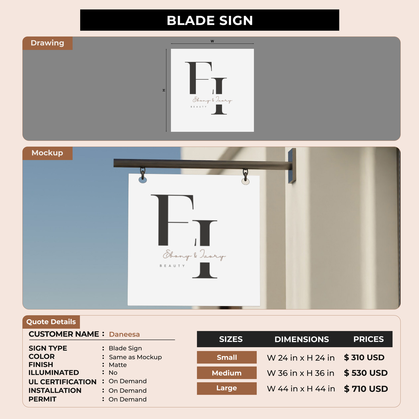 Blade Signage for Daneesa Maldonado-Ruiz