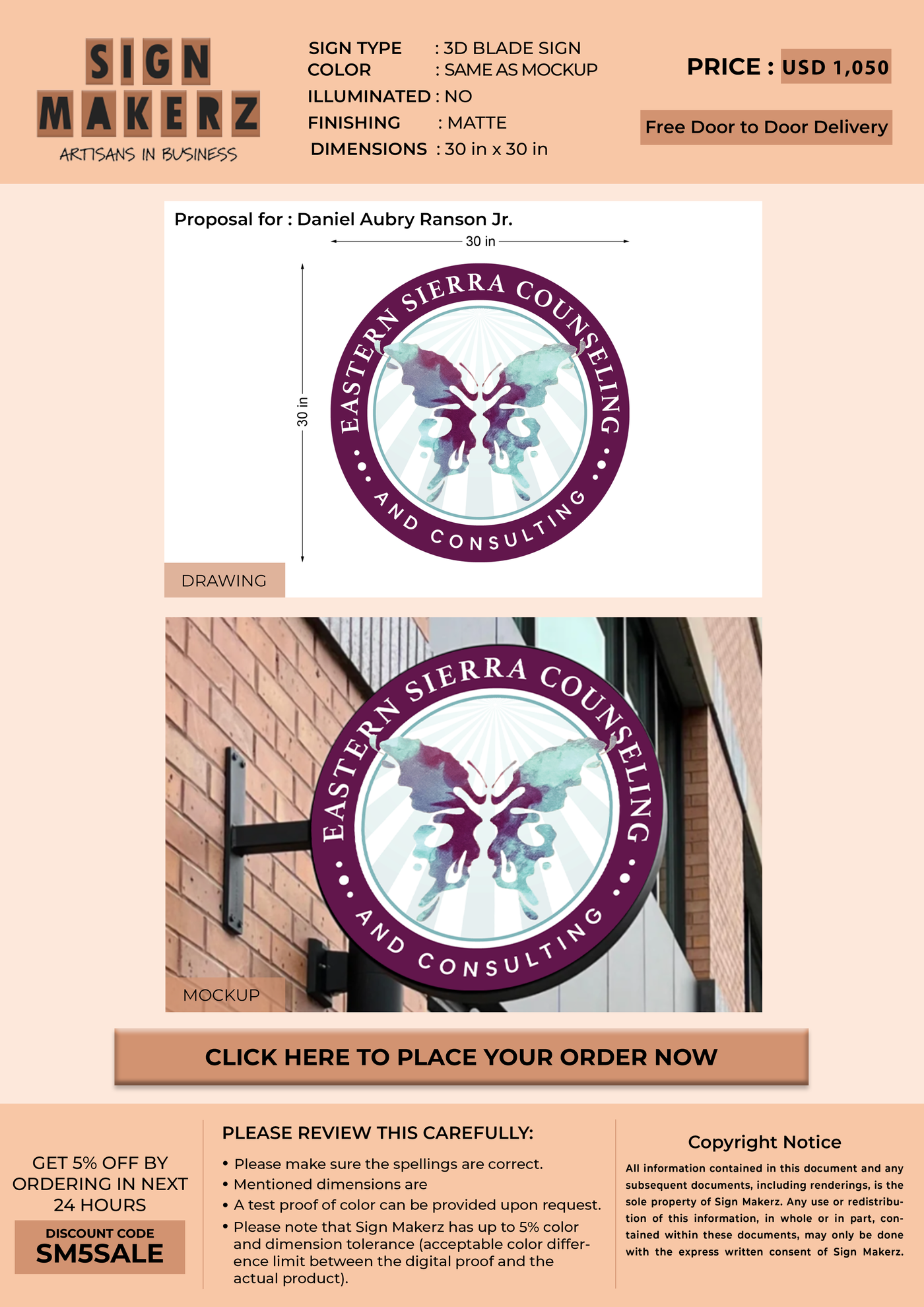 Business signage for Daniel Aubry Ranson Jr.