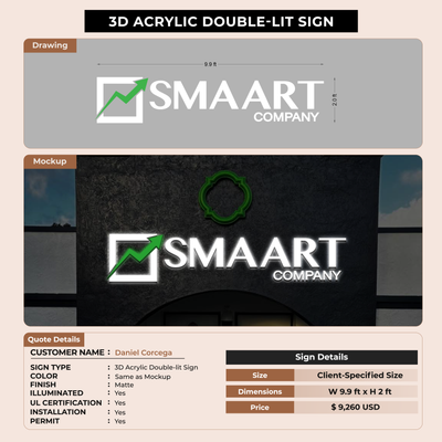 3D Acrylic Double-lit sign For Daniel Corcega