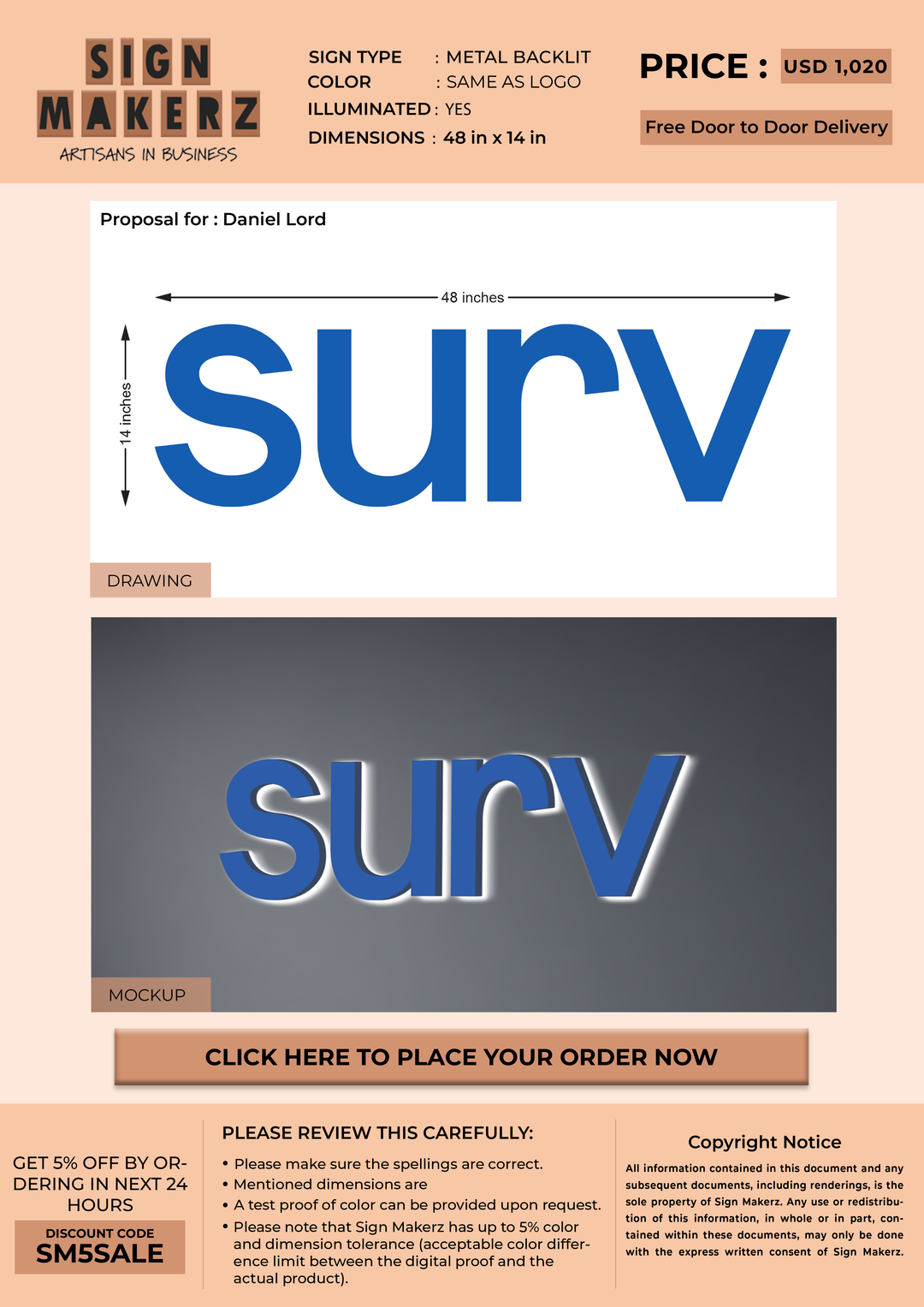 Business signage for Daniel Lord