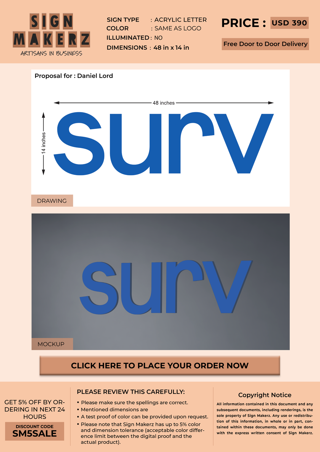 Business signage for Daniel Lord