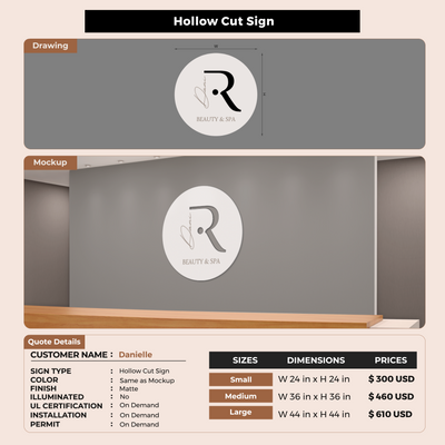 Hollow Cut Sign For Danielle
