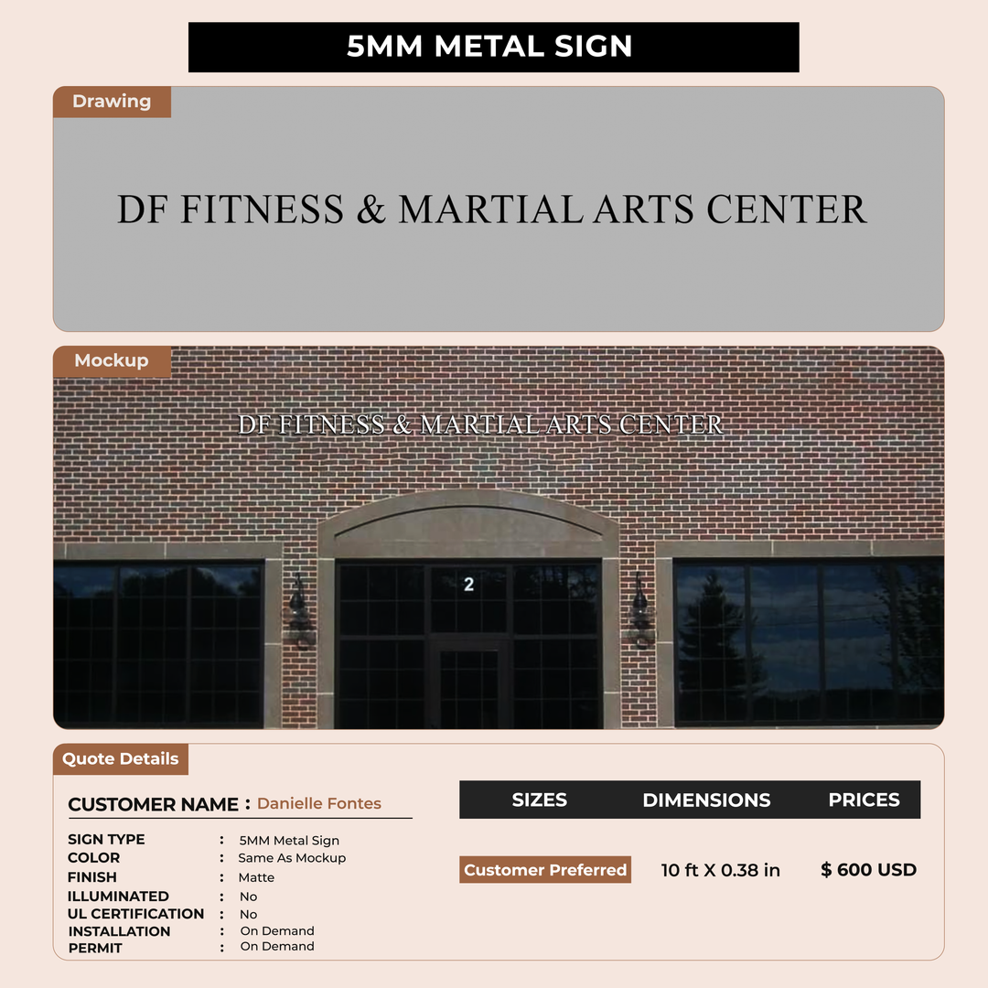 5mm Metal Sign for Danielle Fontes