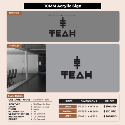 10MM Acrylic Sign For Danielle Teah