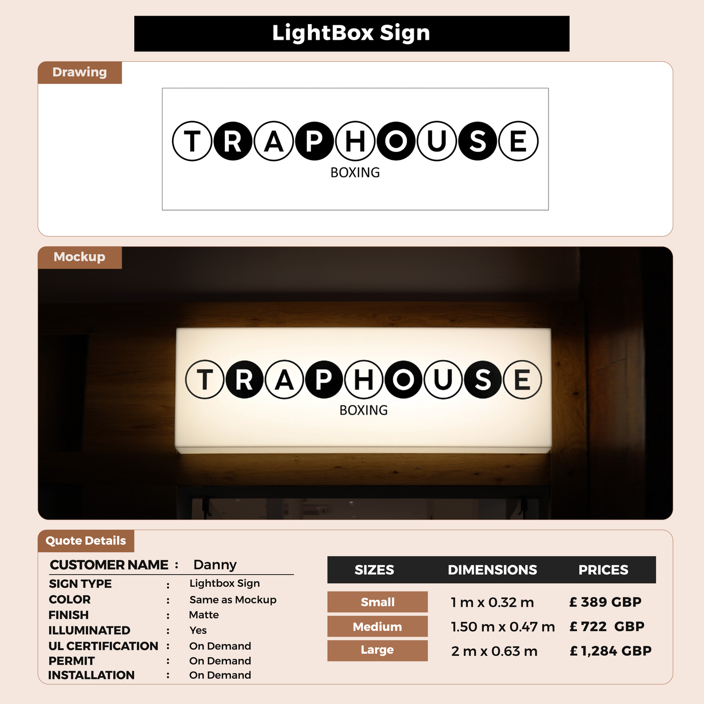 Lightbox Sign for Danny