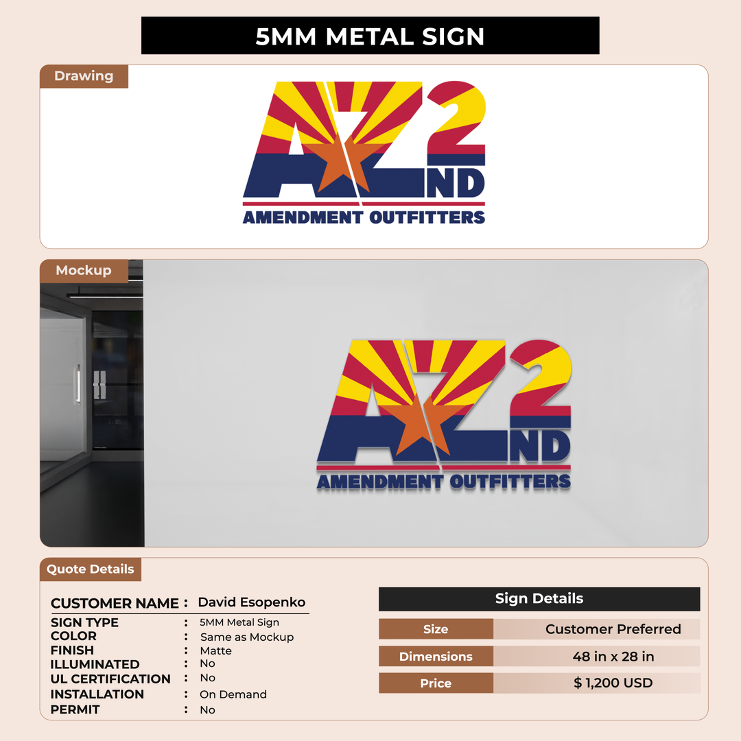 5mm Metal Sign for David Esopenko