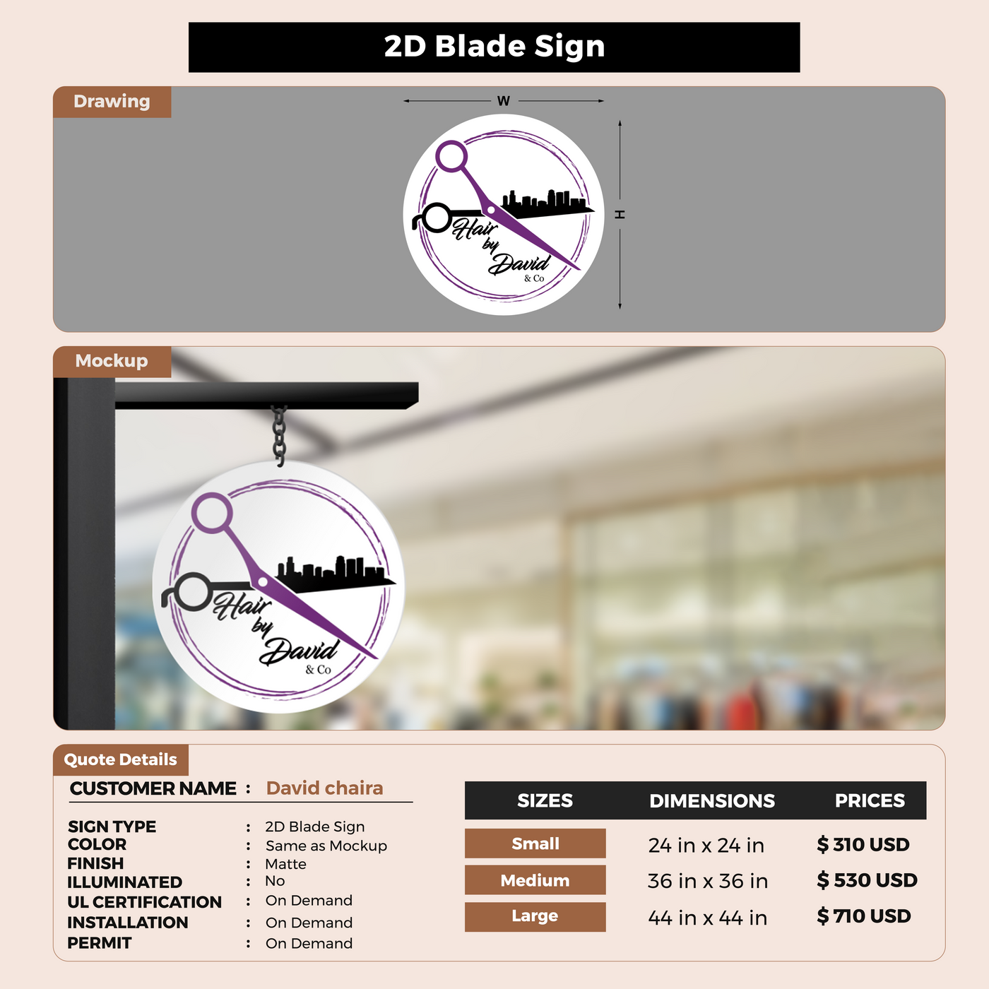 2d blade sign for David chaira