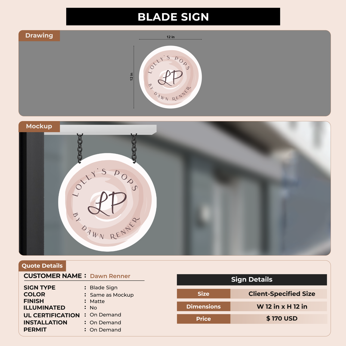 Blade Sign for Dawn Renner
