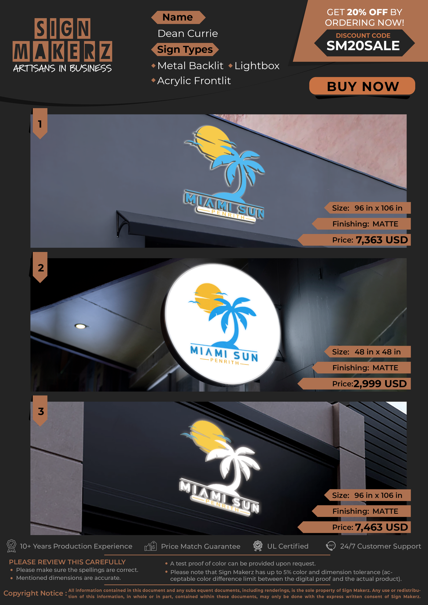 Business Signs for dean currie