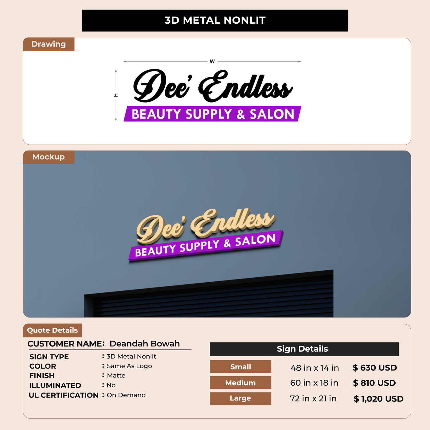 Custom Signs For Deandah Bowah