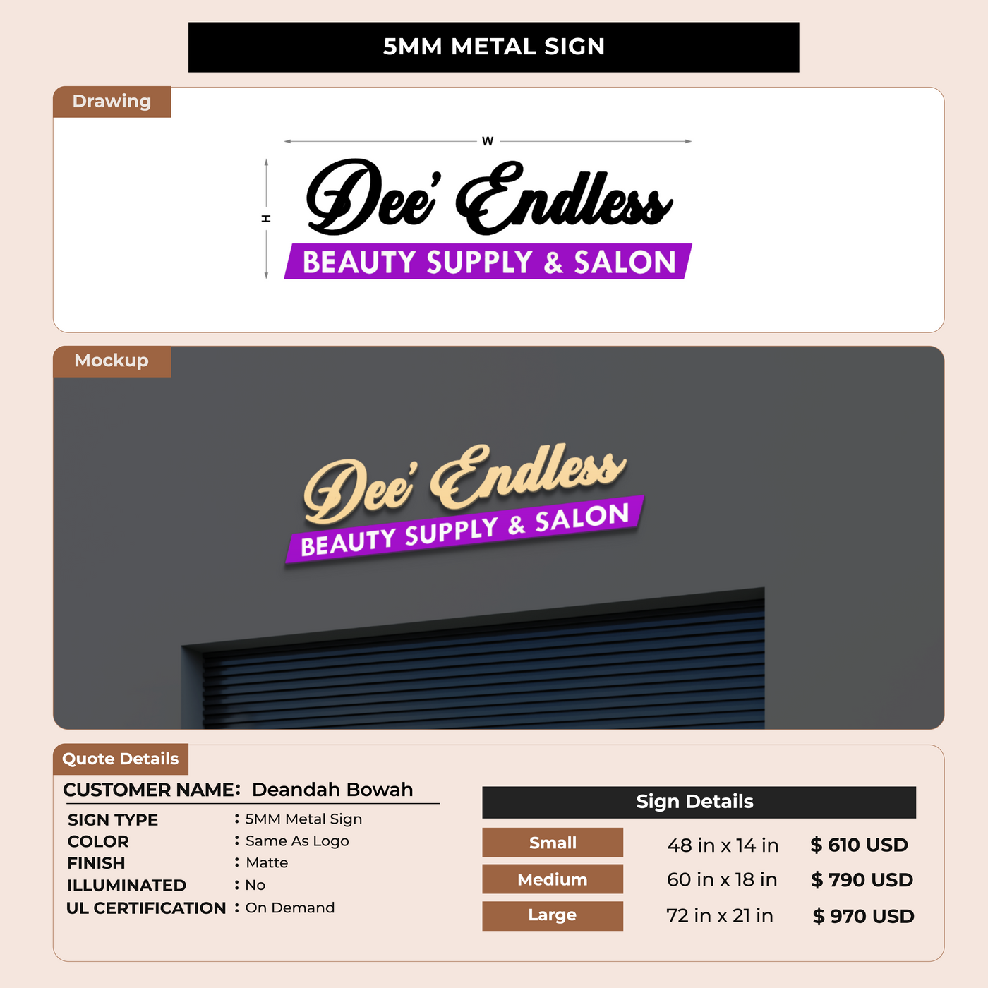 Custom Signs For Deandah Bowah