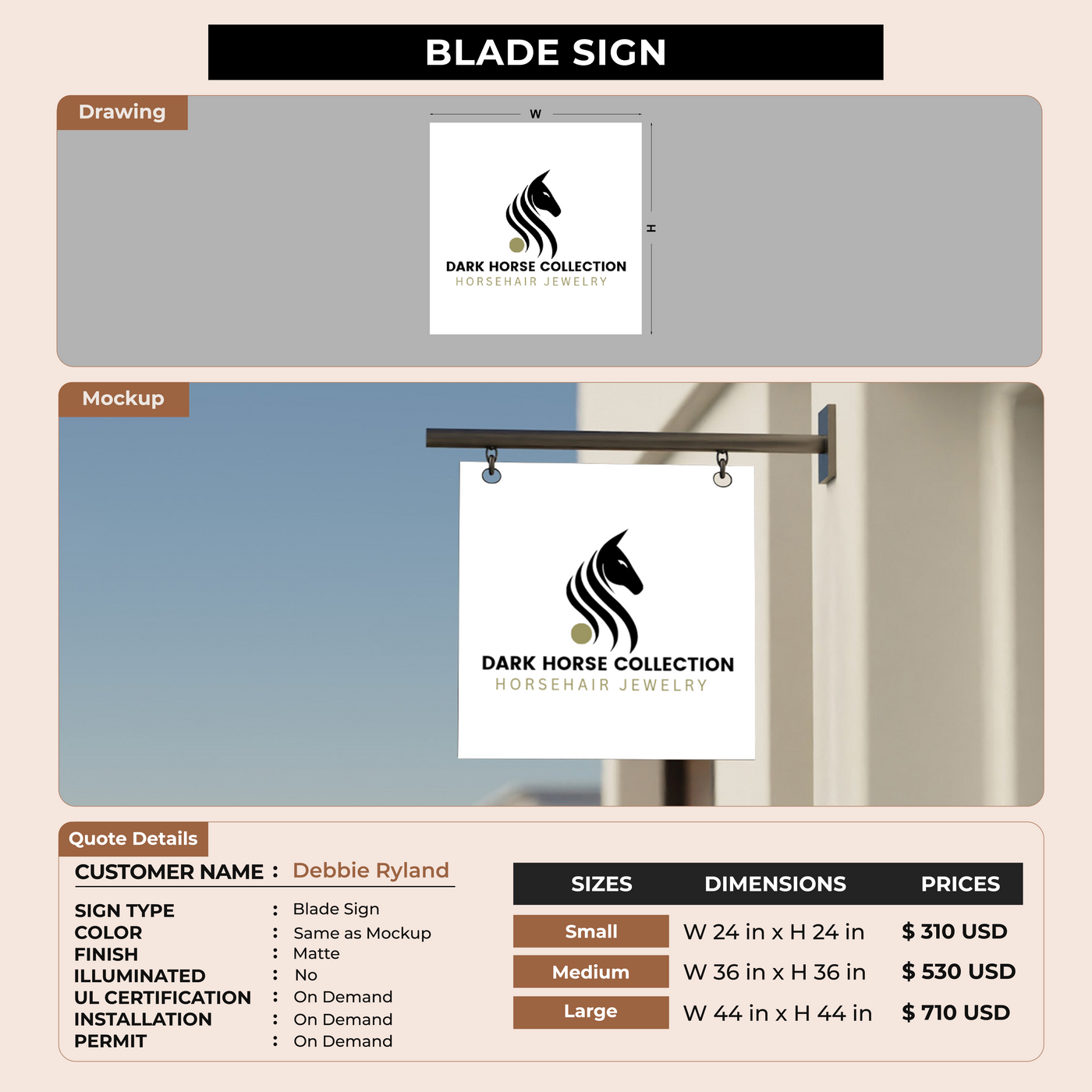 2D Blade Sign for Debbie Ryland