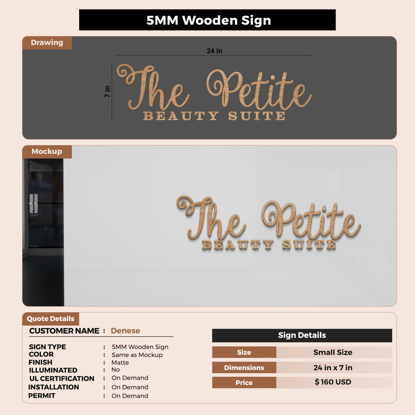 5mm wooden sign for Denese