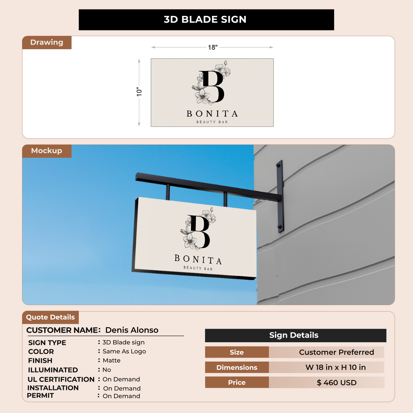 3D Blade sign for Denis Alonso
