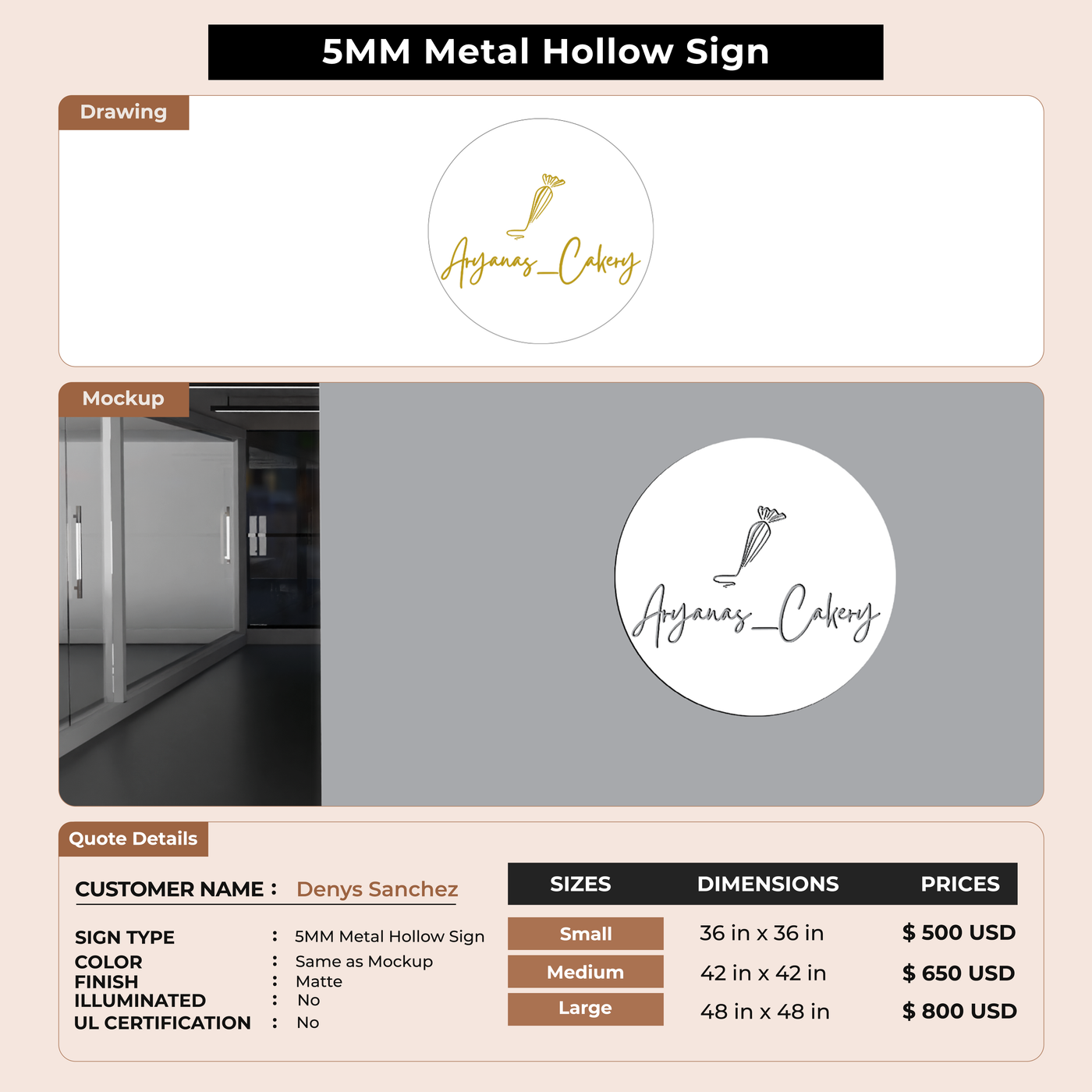Business signage for Denys Sanchez