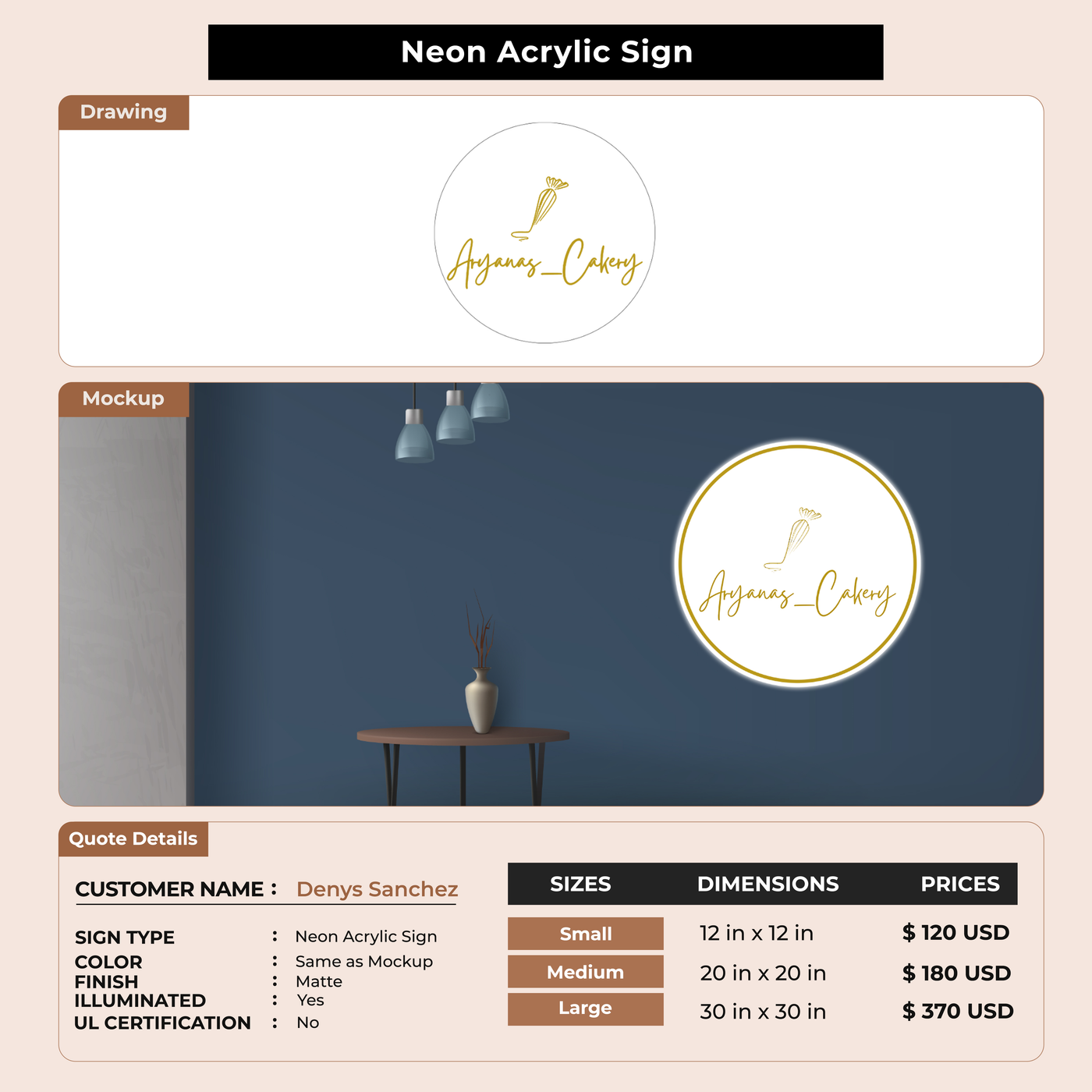 Business signage for Denys Sanchez