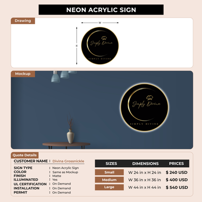 Neon Acrylic Sign for Divina Grossnickle