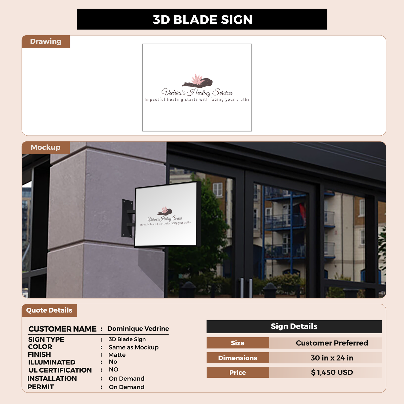 3D Blade Sign for Dominique Vedrine