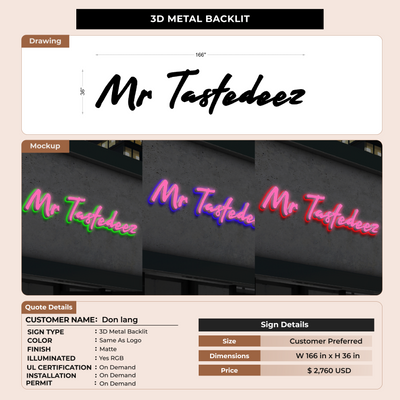 3D Metal Backlit SIGN FOR Don lang