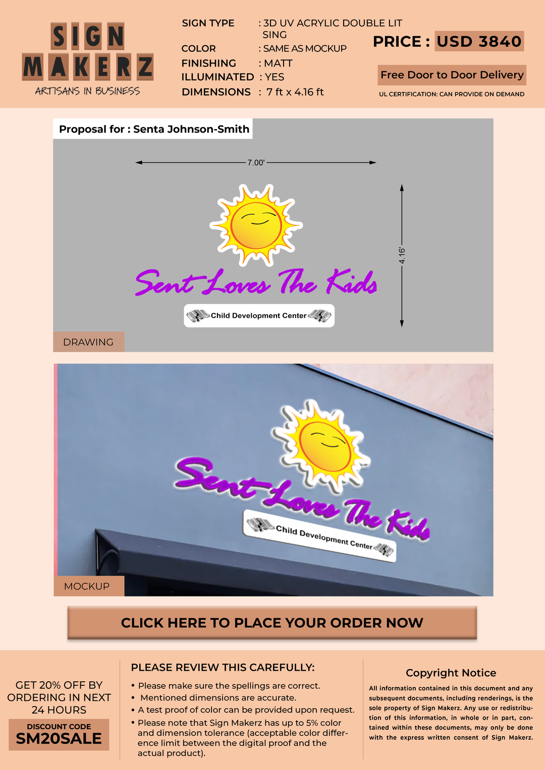 Custom Signs For Senta Johnson-Smith