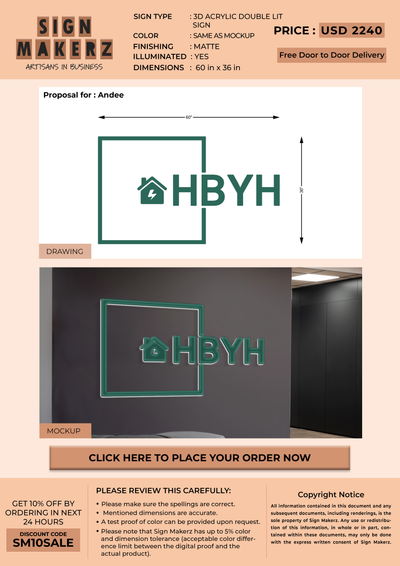 3D Acrylic Double-lit Sign For Andee