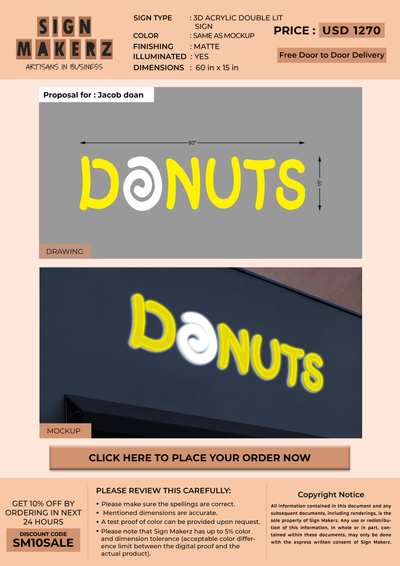 3D Acrylic Double-Lit Sign For Jacob doan